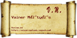 Vainer Mátyás névjegykártya